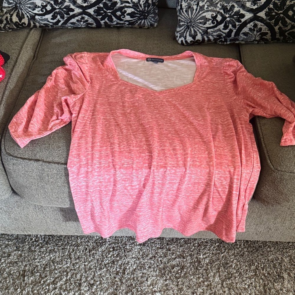 Democracy Coral V-Neck Blouse